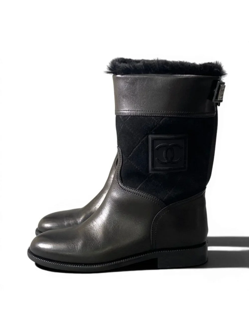 Chanel E8 Sports Back Zip Middle Boots 36.5 CC Logo - Picture 3 of 10